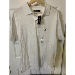 Nautica Men’s‎ Sz M solid deck polo shirt white NWT